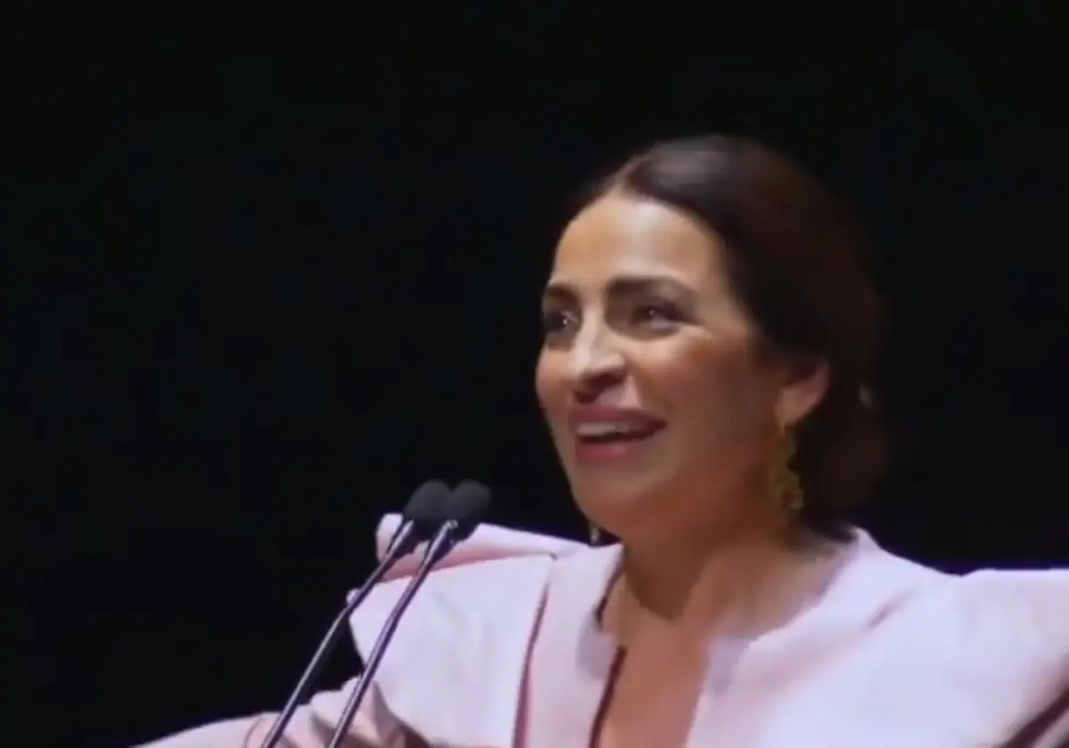 La pregonera de la Semana Santa de Jerez, Eulalia Prieto, durante el discurso.