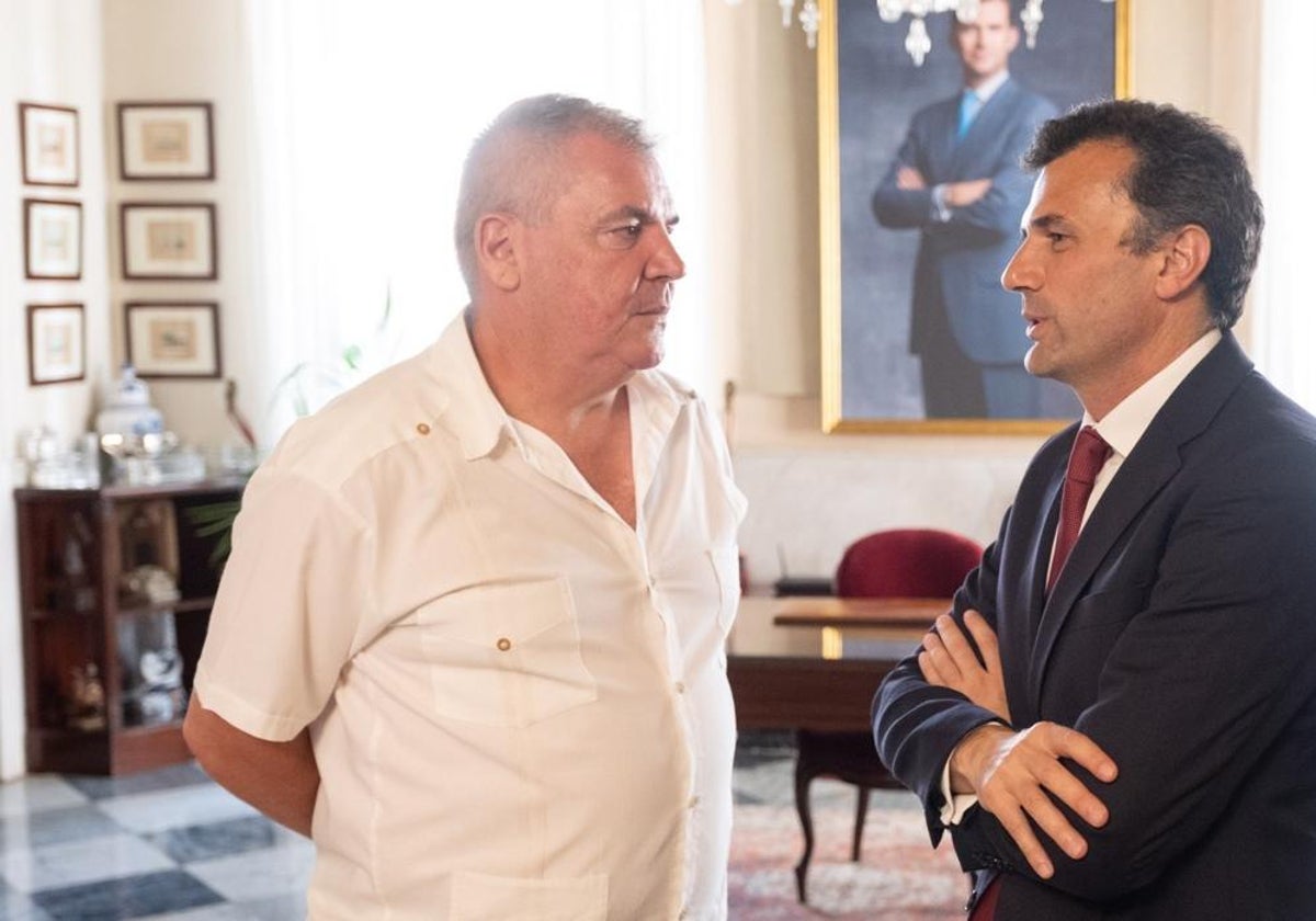 Manuel Vizcaíno y Bruno García, presidente del Cádiz y alcalde de Cádiz, respectivamente