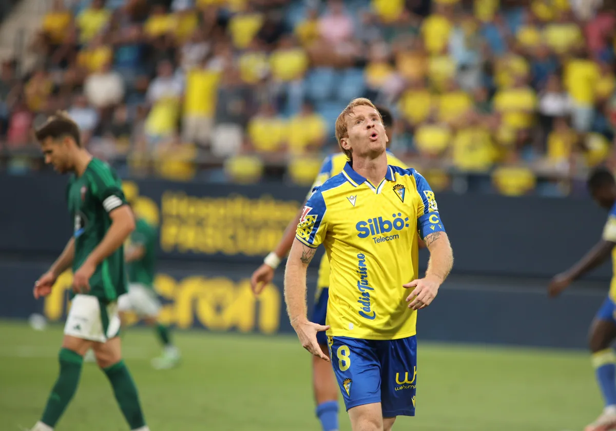 Álex , en el partido ante el Racing de Ferrol