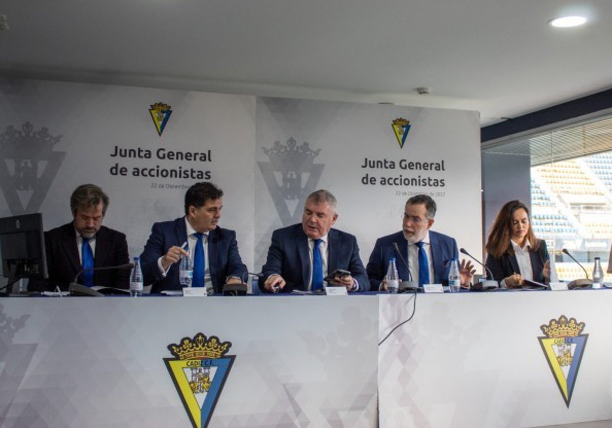 Imagen de una Junta General de Accionistas del Cádiz CF.