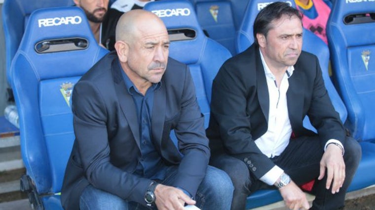 Claudio Barragán y Alfredo Santaelena durante su etapa en el Cádiz CF.