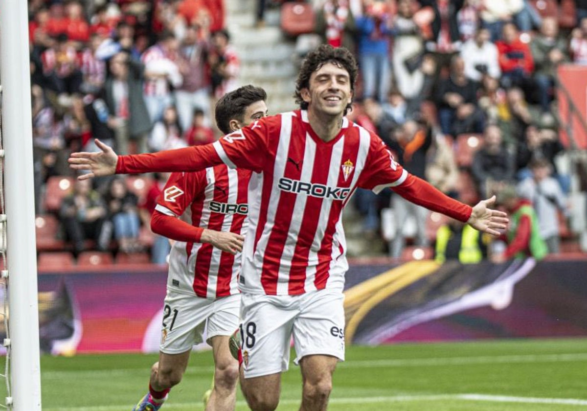 César Gelabert, con dos goles, lideró la victoria del Sporting ante el Mirandés.
