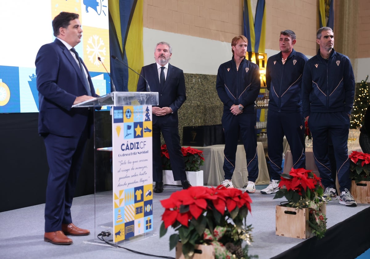 Rafael Contreras junto a Manuel Vizcaíno en un acto del Cádiz CF.