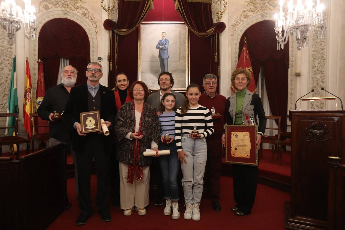 Recepción al pregonero Joaquín Quiñones, las pregoneras infantiles, el Gran Momo y los Hércules de Oro de 2023