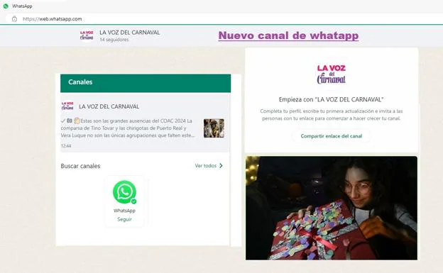 El Carnaval de Cádiz sí que tiene Whatsapp y hasta su Canal en LA VOZ: toda la información sobre el COAC y la fiesta en la calle
