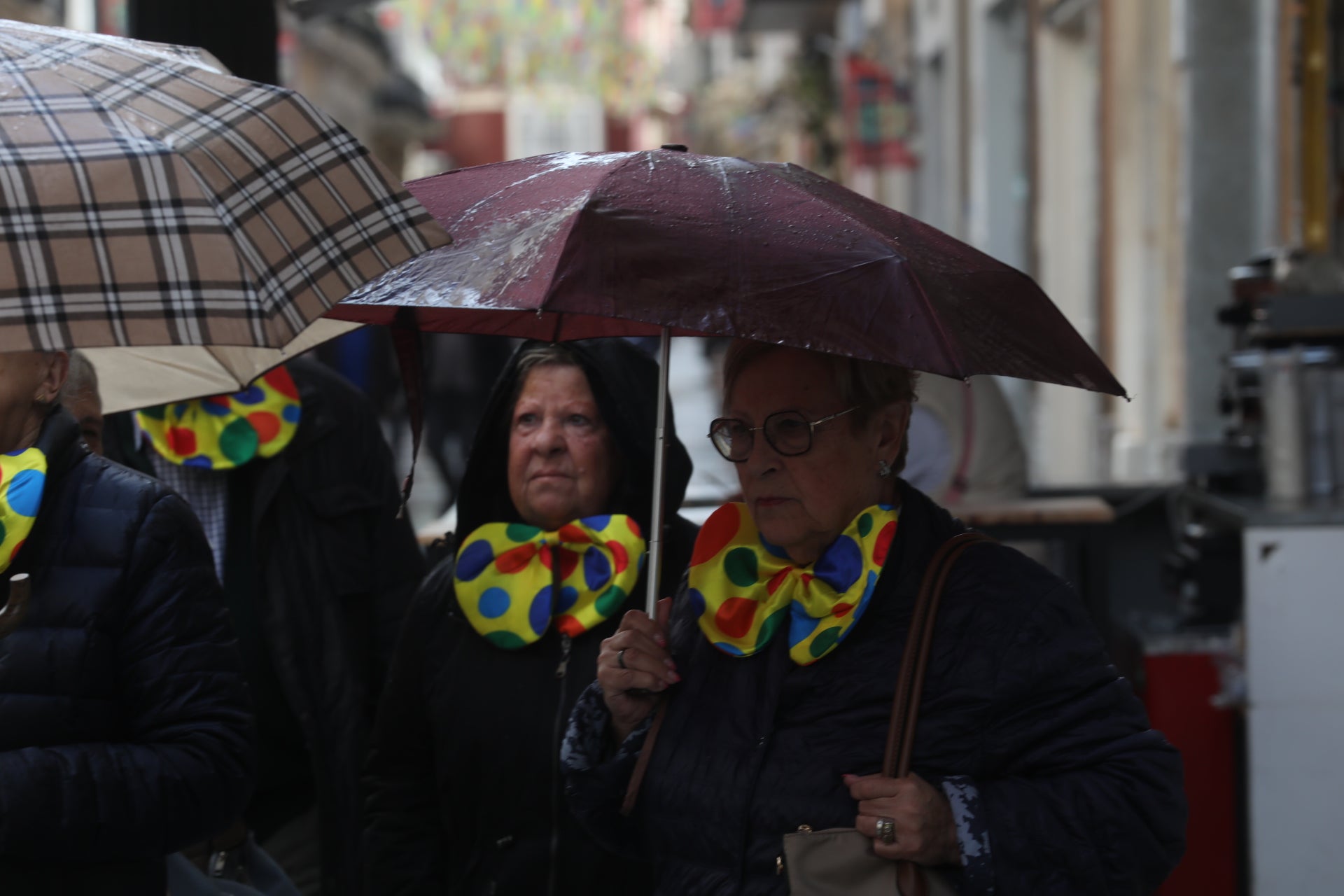 Fotos: La borrasca Jana agua el segundo Domingo de Carnaval en Cádiz