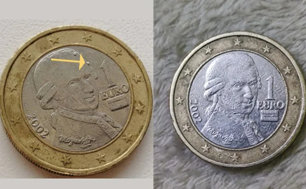 Moneda de euro de Austria de 2002 con Mozart en el anverso