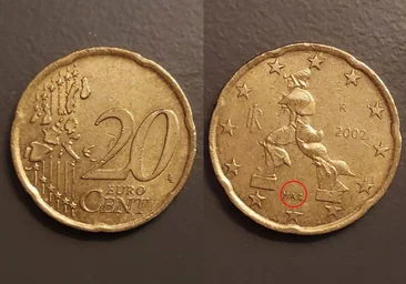 La moneda de 20 céntimos italiana de 2002 que puede hacerte rico por su extraño diseño