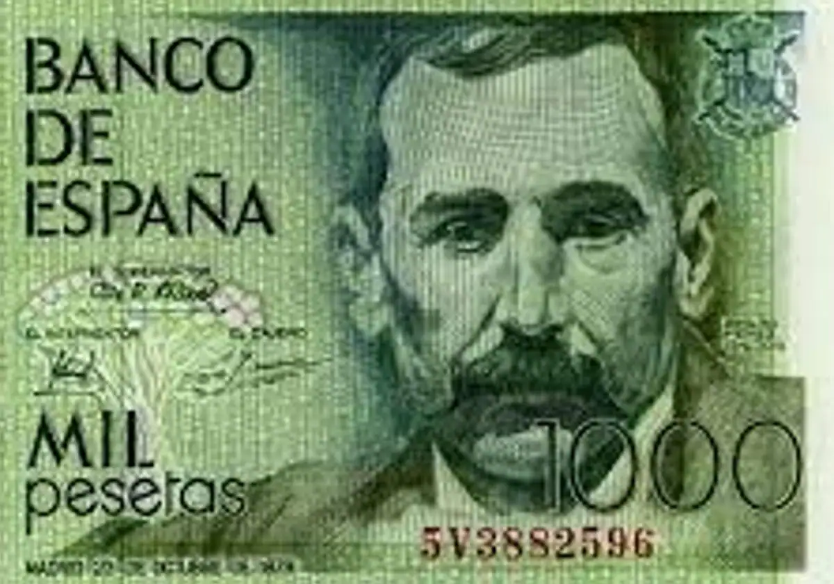 Billete de 1.000 pesetas de Benito Pérez Galdós.