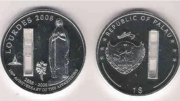La moneda tiene a la Virgen de Lourdes en su anverso