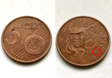 La moneda de 5 céntimos con la cara deformada que se vende por cientos de euros en el mercado: esto es lo que la hace tan especial