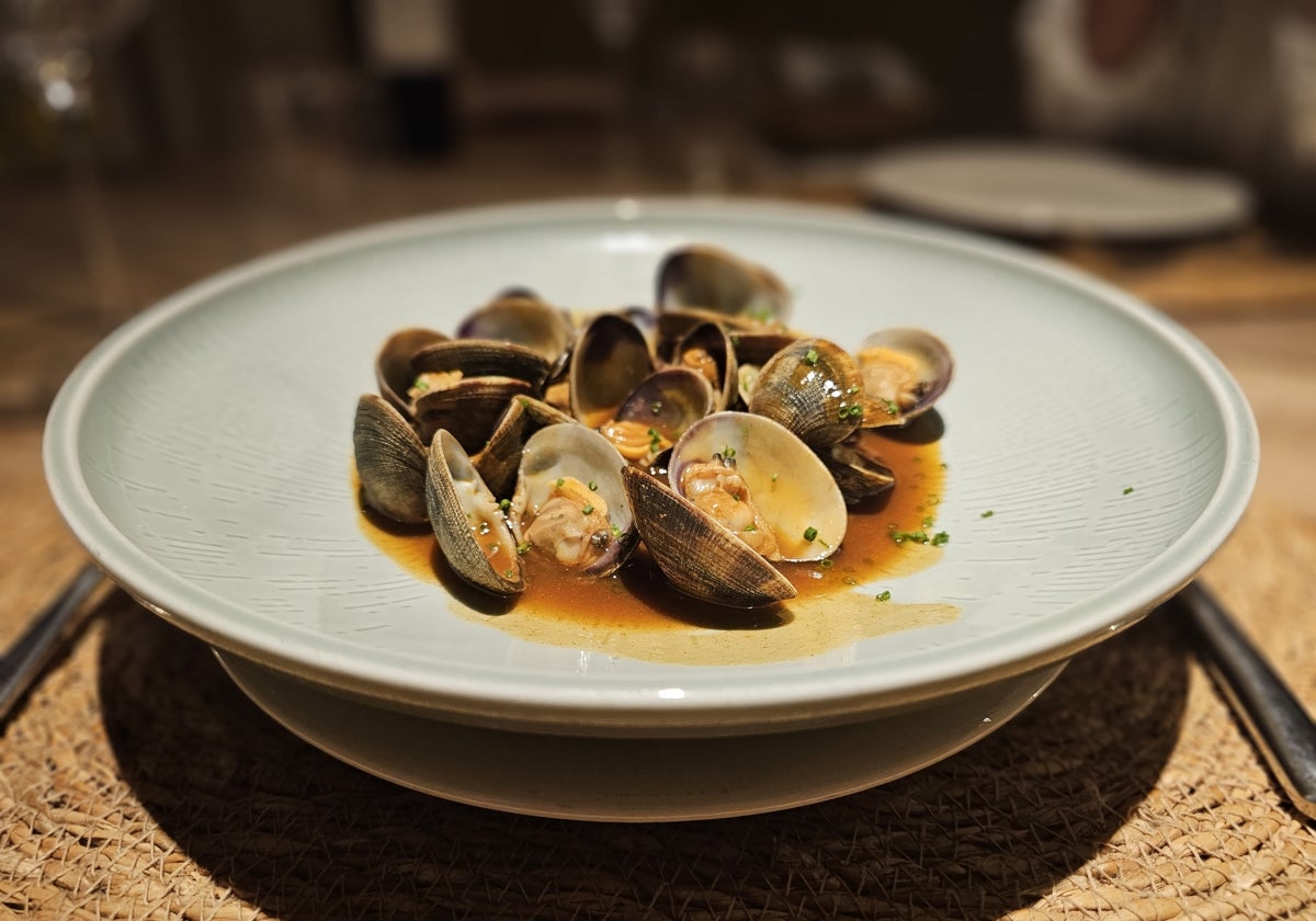 Almejas a la marinera en restaurante Beduino