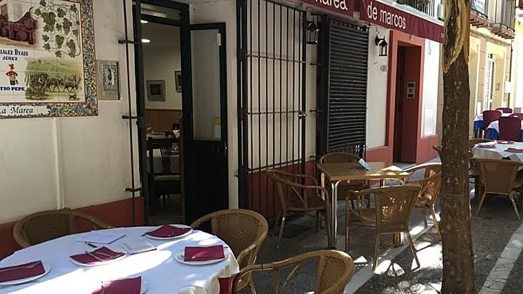 Zona de veladores de La Marea de Marcos en Jerez de la Frontera