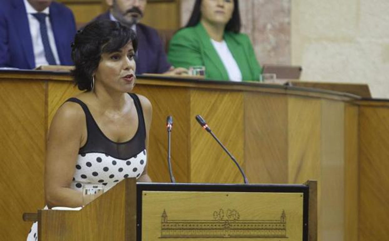 Teresa Rodríguez durante su intervención este jueves en el Parlamento