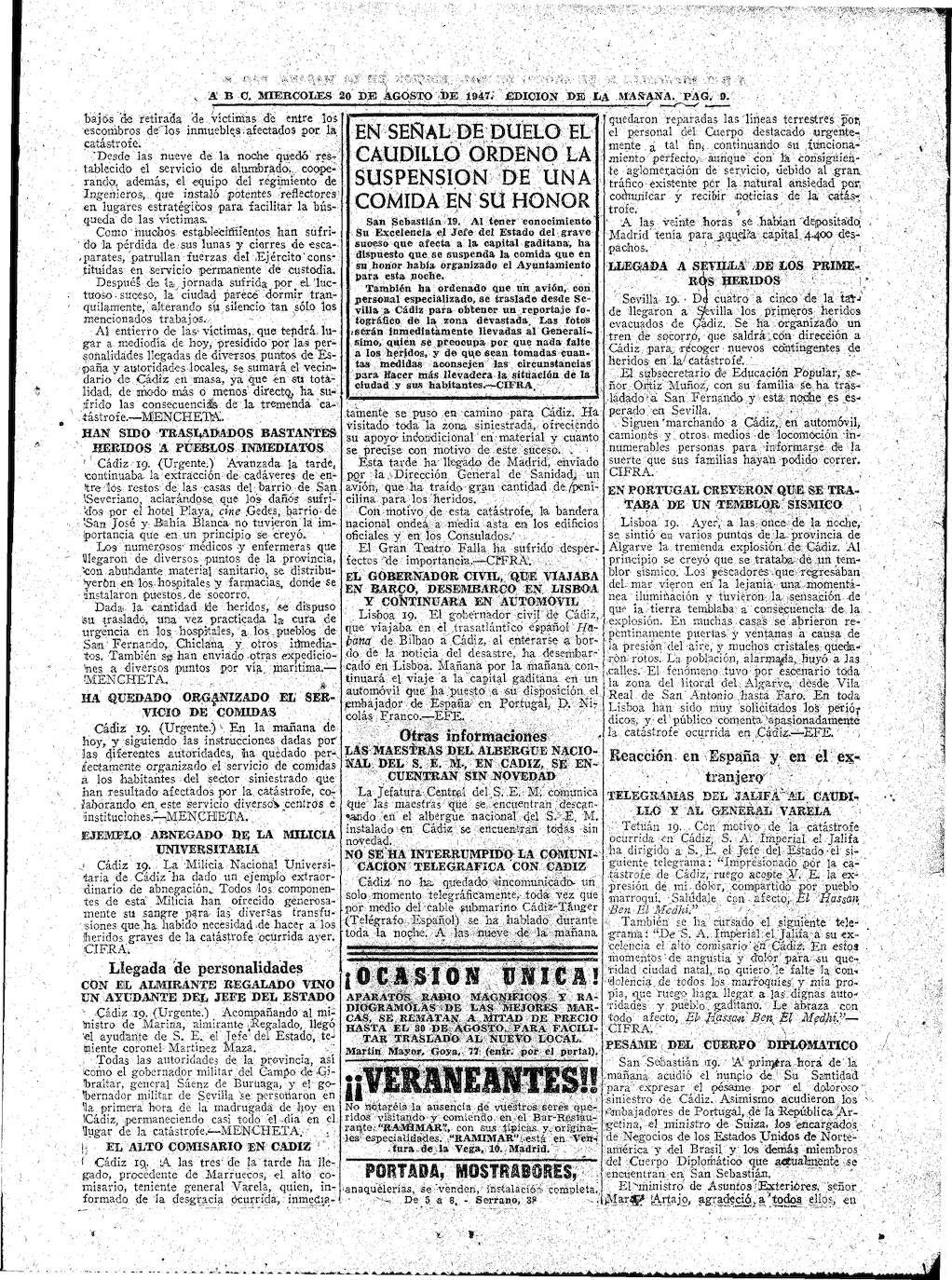 Las fotos de la Gran Explosión en Cádiz: así contó la prensa de la época la tragedia del 1947