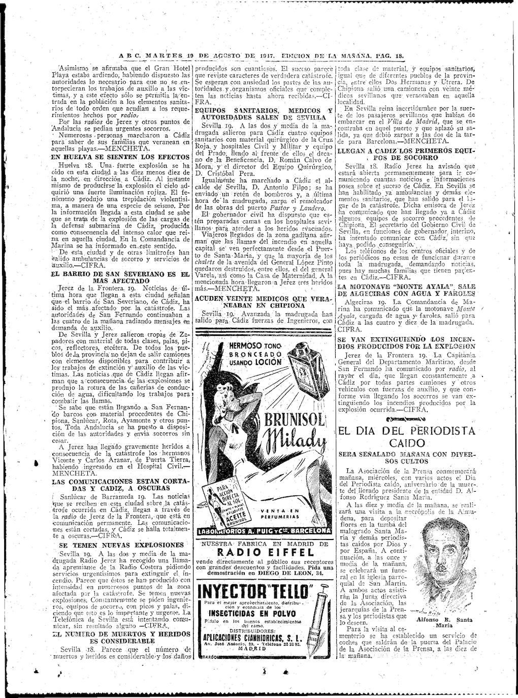 Las fotos de la Gran Explosión en Cádiz: así contó la prensa de la época la tragedia del 1947