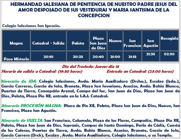 Magna Cádiz 2022: Horarios e itinerarios de los traslados y la procesión de este sábado