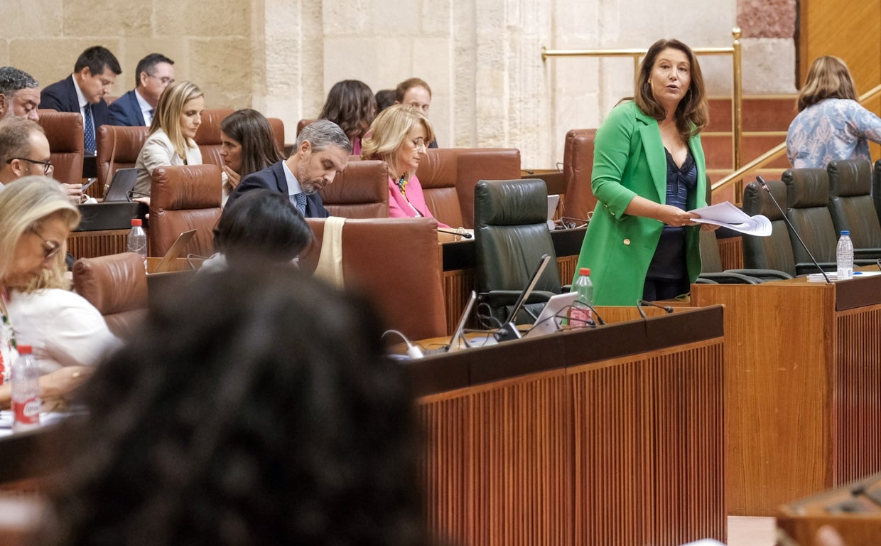 La consejera de Agricultura y Pesca, Carmen Crespo, en el Parlamento andaluz.