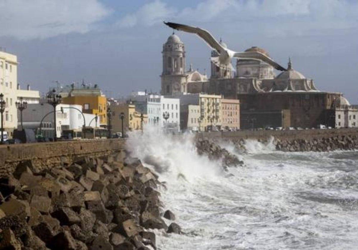 Foto de archivo de oleaje en Cádiz.