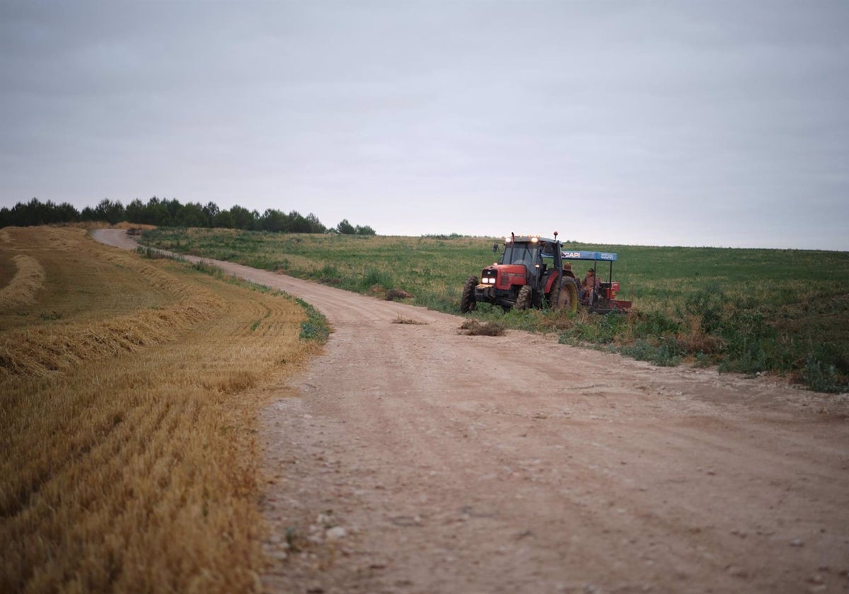 Imagen de archivo de un tractor en el campo.