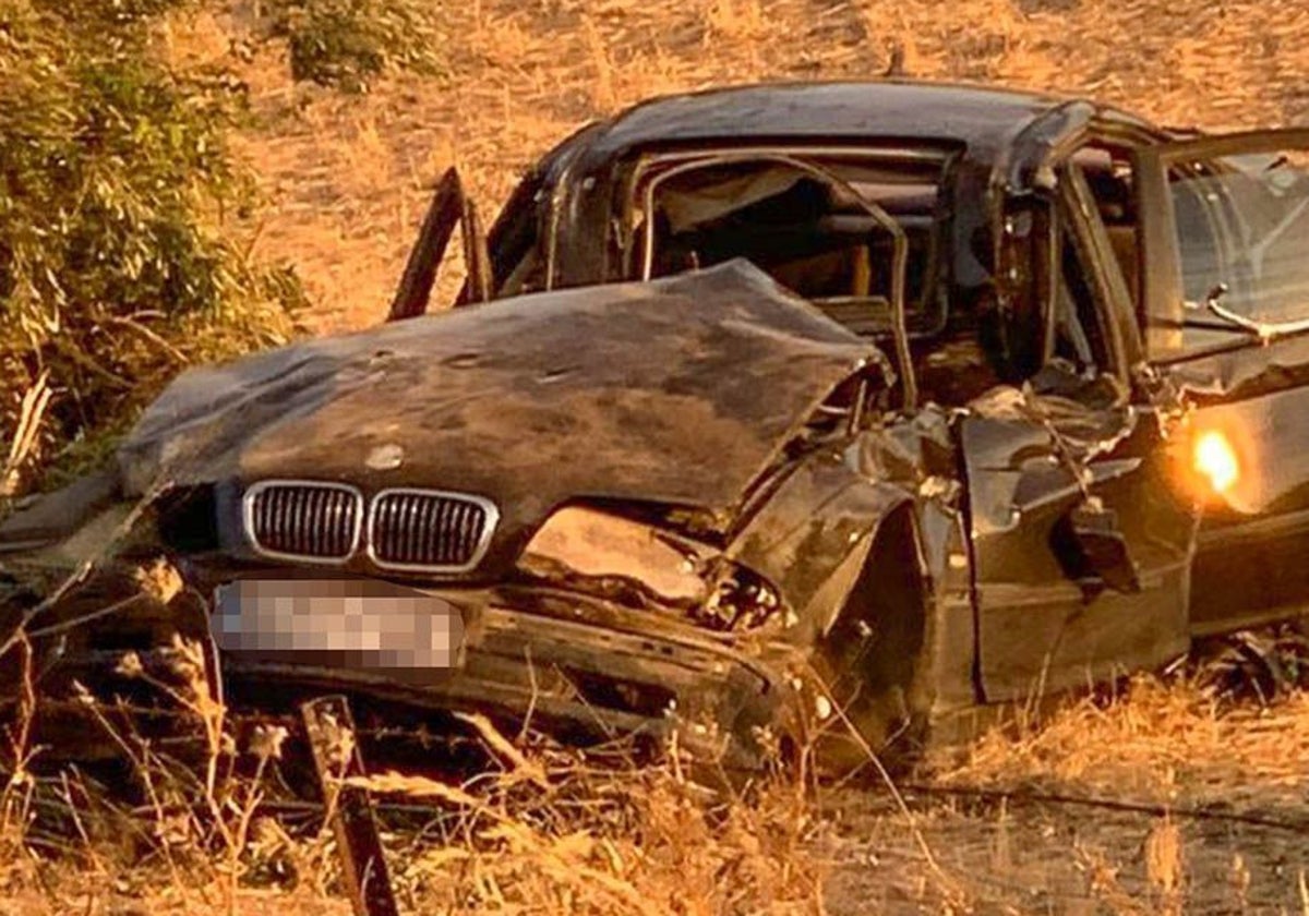 Así quedó el coche del infractor cuando tuvo un accidente en 2020.