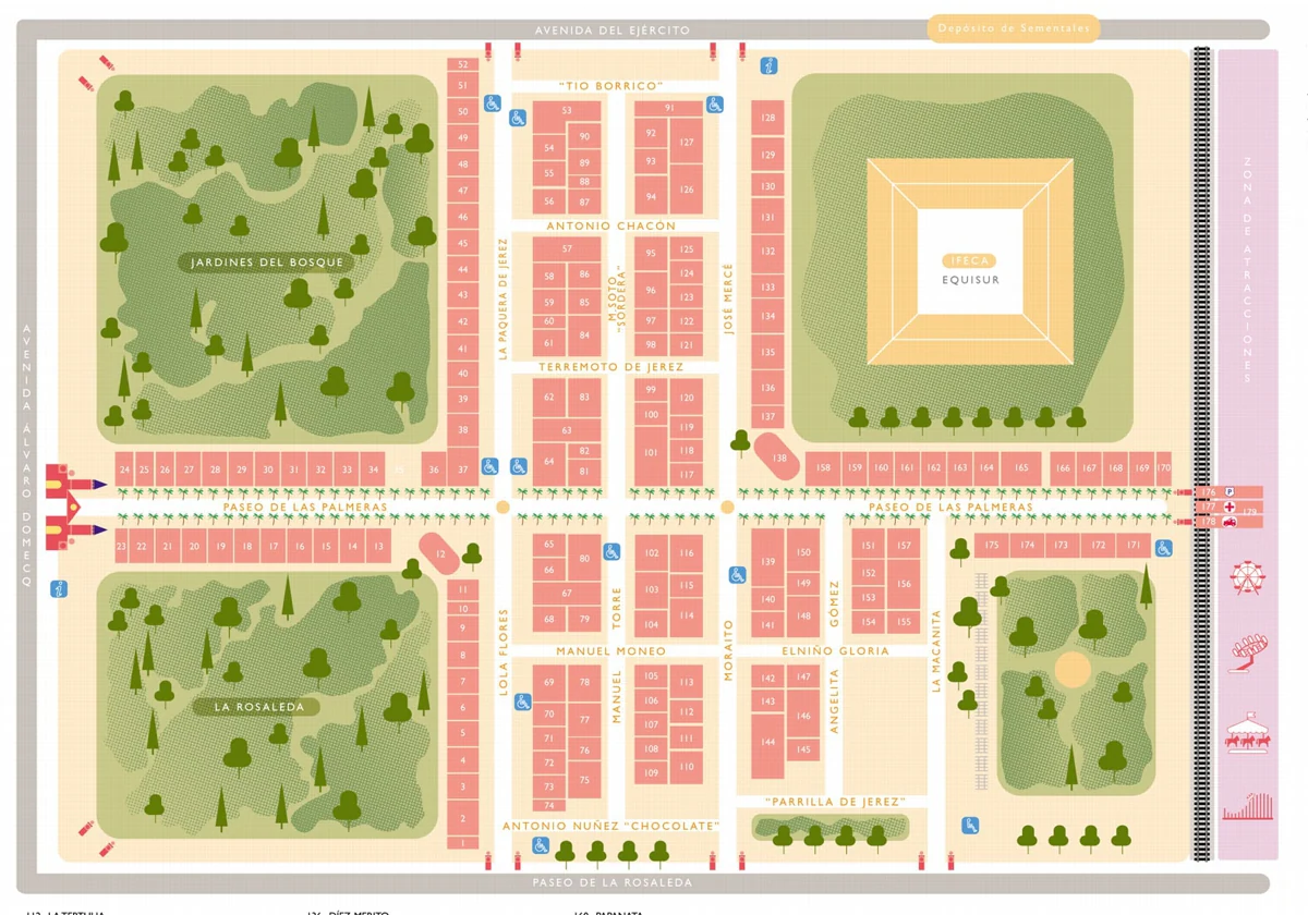 Plano de las casetas de la Feria de Jerez 2023