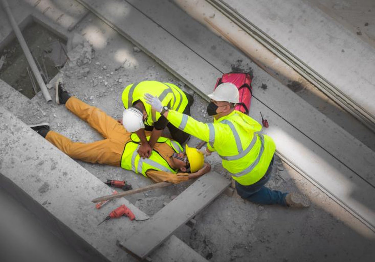 Simulacro en el sector de la construcción para prevenir accidentes en el trabajo