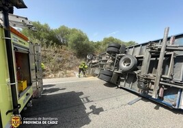 Dos heridos tras chocar un camión y un coche en un accidente de tráfico en la A-384, en Villamartín