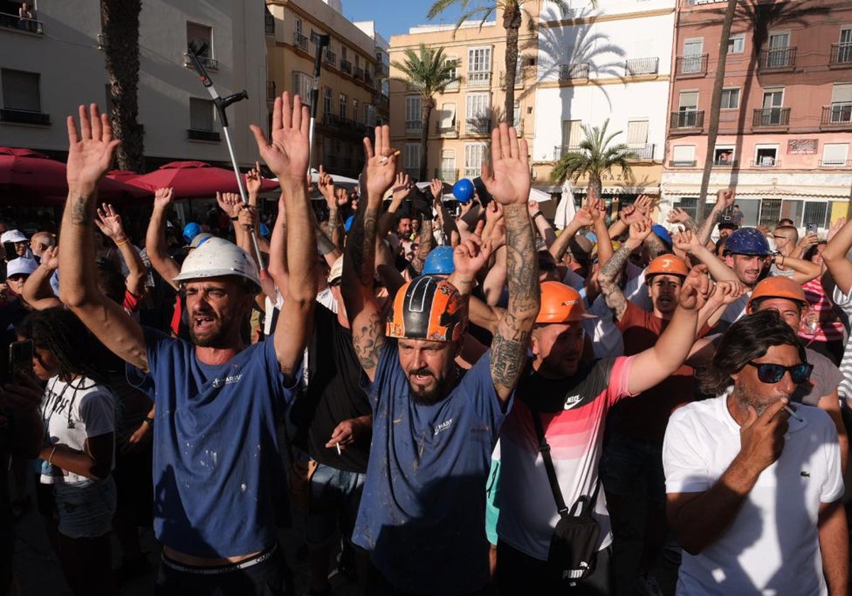 Protesta de miembros de la CTM el pasado domingo en Cádiz