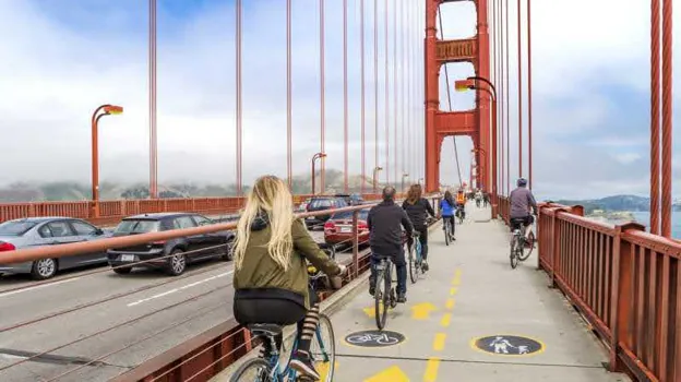 Carril bici en el Golden Gate.