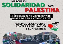 La coordinadora Cádiz con Palestina convoca una marcha para este miércoles