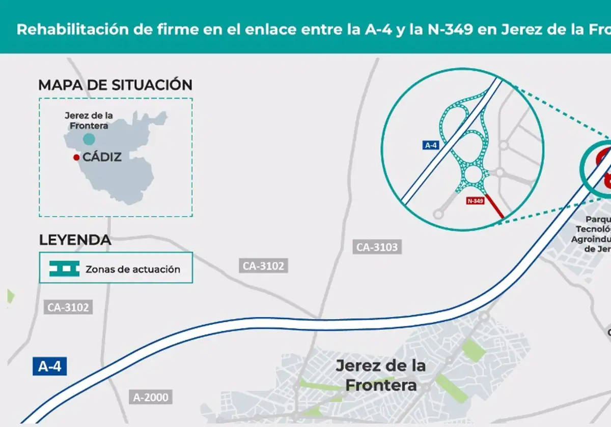 Formalizan por más de 300.000 euros las obras del enlace entre la autovía A-4 y la N-349 en Jerez