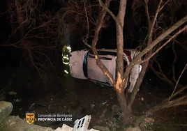 Herido tras caer su vehículo por un terraplén de ocho metros en la carretera Alcalá de los Gazules-Ubrique
