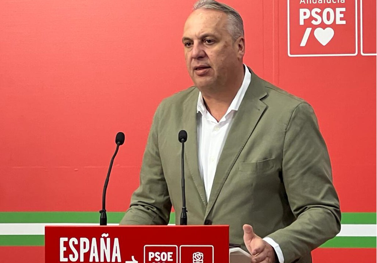 Ruiz Boix durante su comparecencia este lunes en la sede provincial del PSOE