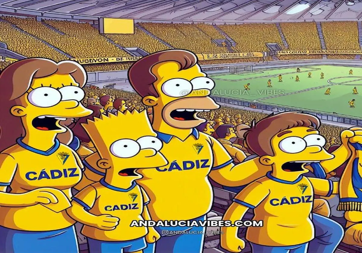 La familia Simpson, viendo un partido del Cádiz CF