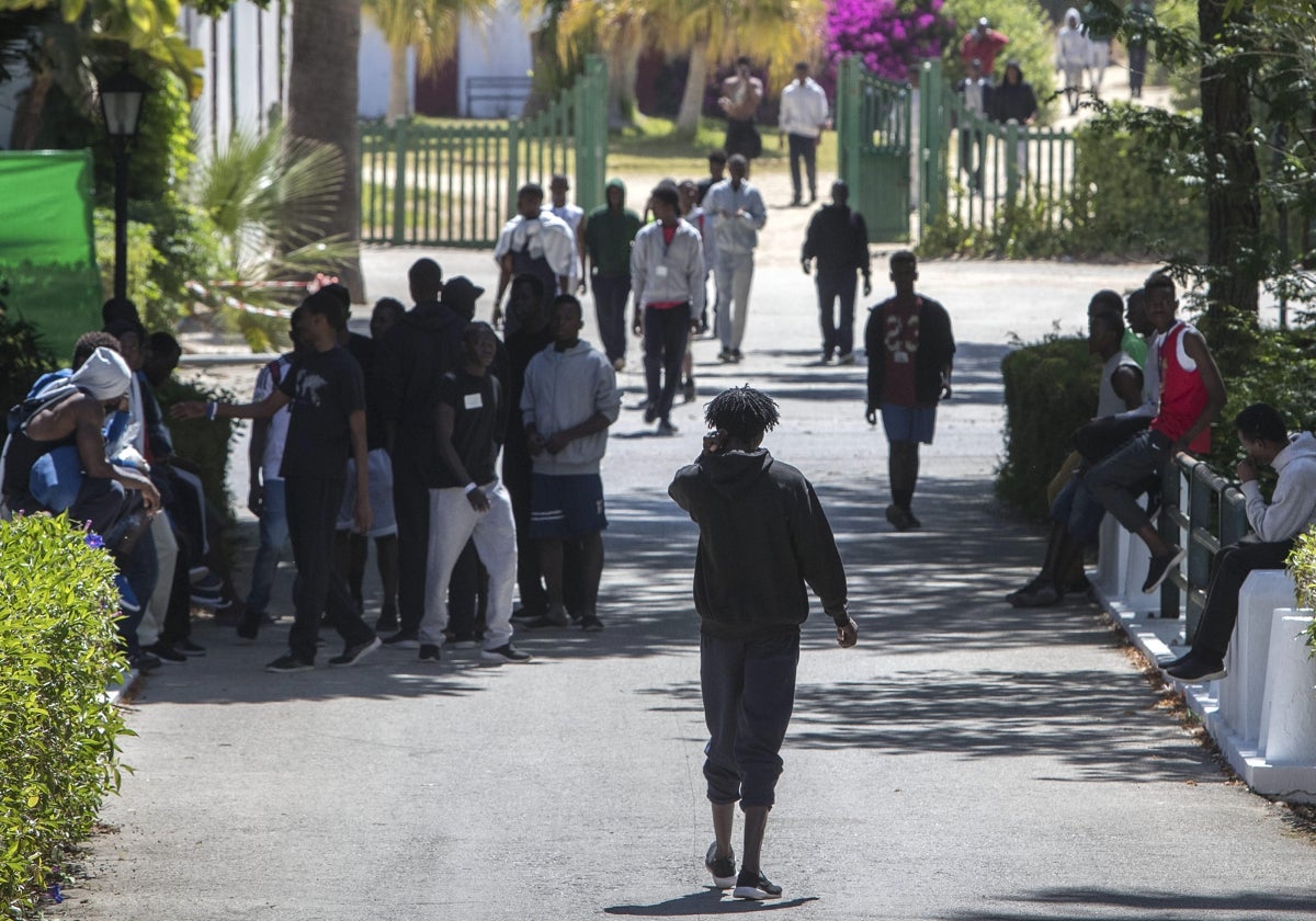 Migrantes en el centro de Campano en 2018 cuando se les atendió en estas mismas instalaciones.