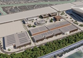 Imagen en realidad virtual de la ciudad deportiva que pretende construir el Cádiz CF en los terrenos de Delphi