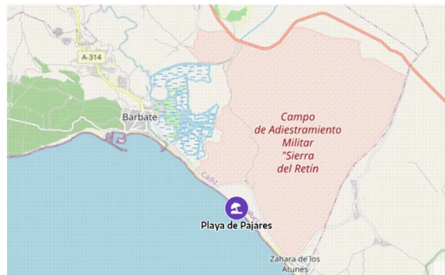 Localización de la playa de Pajares o El Botero