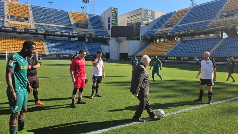 Bruno García, al inicio del partido.