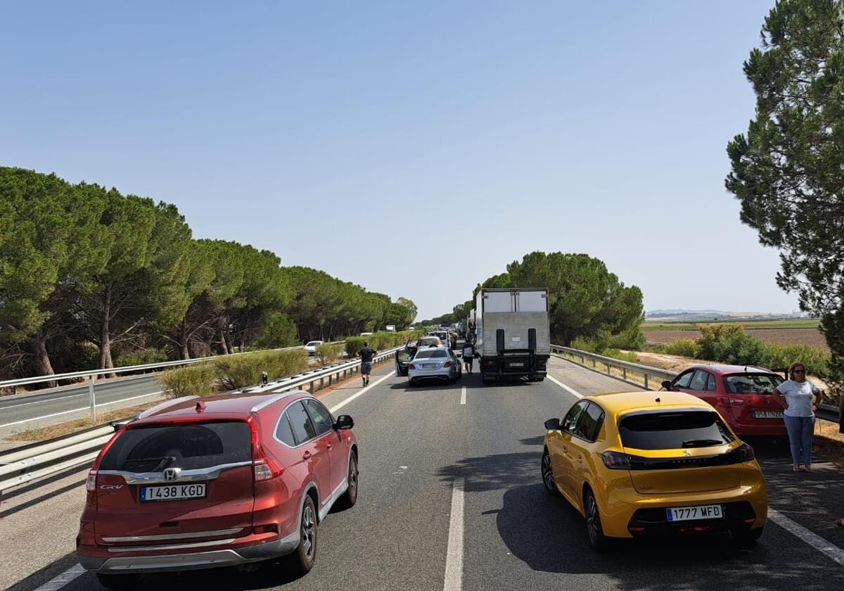 Atascos en la autopista Sevilla-Cádiz el pasado verano