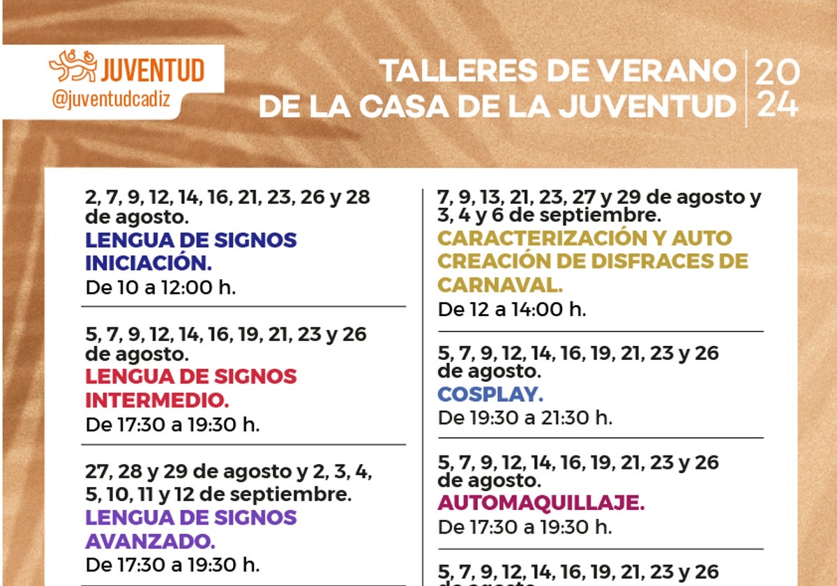 Talleres en la Casa de la Juventud este verano.