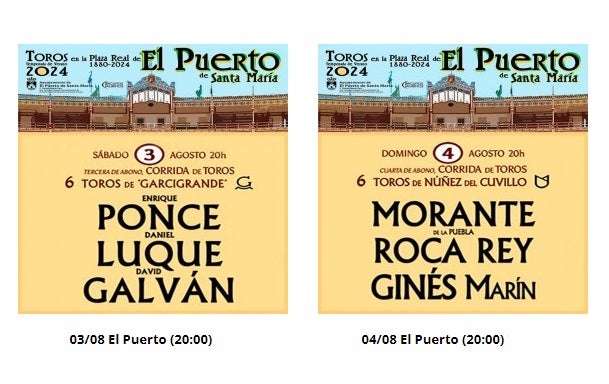 Enrique Ponce se despide este sábado de El Puerto con toros de Garcigrande