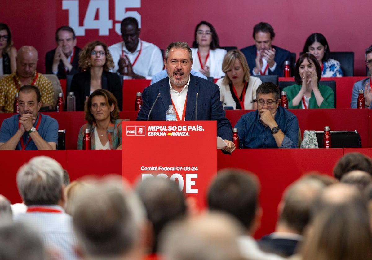 Juan Espadas, en el Comité Federal del PSOE en Madrid.