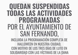 Suspendida la programación completa de Halloween en San Fernando por la DANA