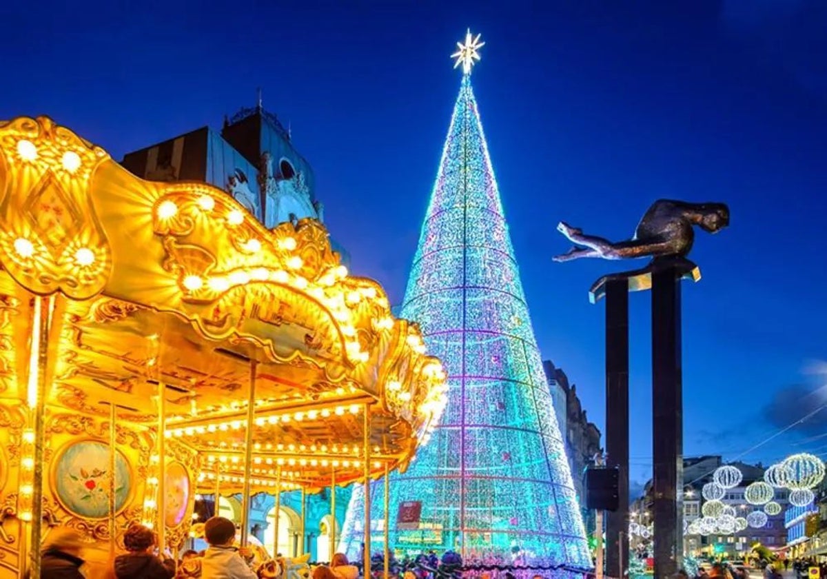 Luces de Navidad en Vigo.