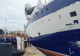 Amadrinado en Cádiz el 'Odón de Buen', el mayor buque oceanográfico de España y «una poderosa herramienta de investigación»