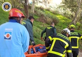 Rescatan a un trabajador de una empresa de poda que había caído por una ladera en Arcos