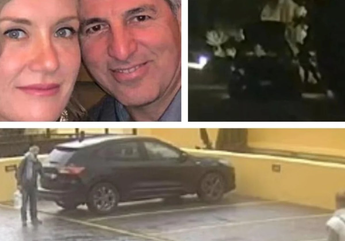 Arriba, Yana junto a su marido y presunto asesino, Michael. Derecha, las cámaras graban al autor metiendo el cadáver en el maletero. Abajo, última imagen de la pareja juntos, última vez que se ve a la víctima con vida.