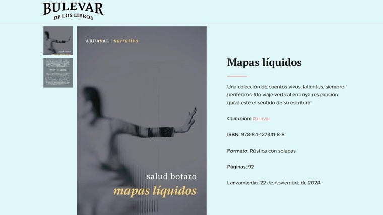 Portada de 'Mapas líquidos' de Salud Botaro  publicado en la colección Arraval de la editorial Bulevar de los libros