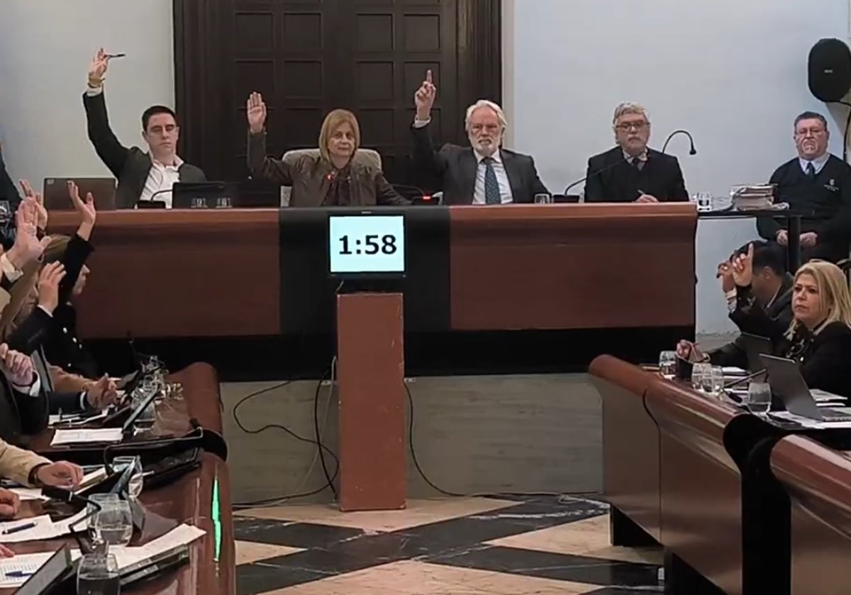 Momento del acuerdo por unanimidad del Pleno de Jerez.